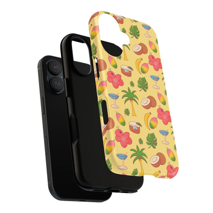 Tropical Cocktail Phone Case – Retro Summer Fruit & Palm Tree Pattern for iPhone & Samsung