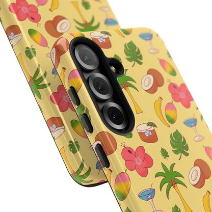 Tropical Cocktail Phone Case – Retro Summer Fruit & Palm Tree Pattern for iPhone & Samsung