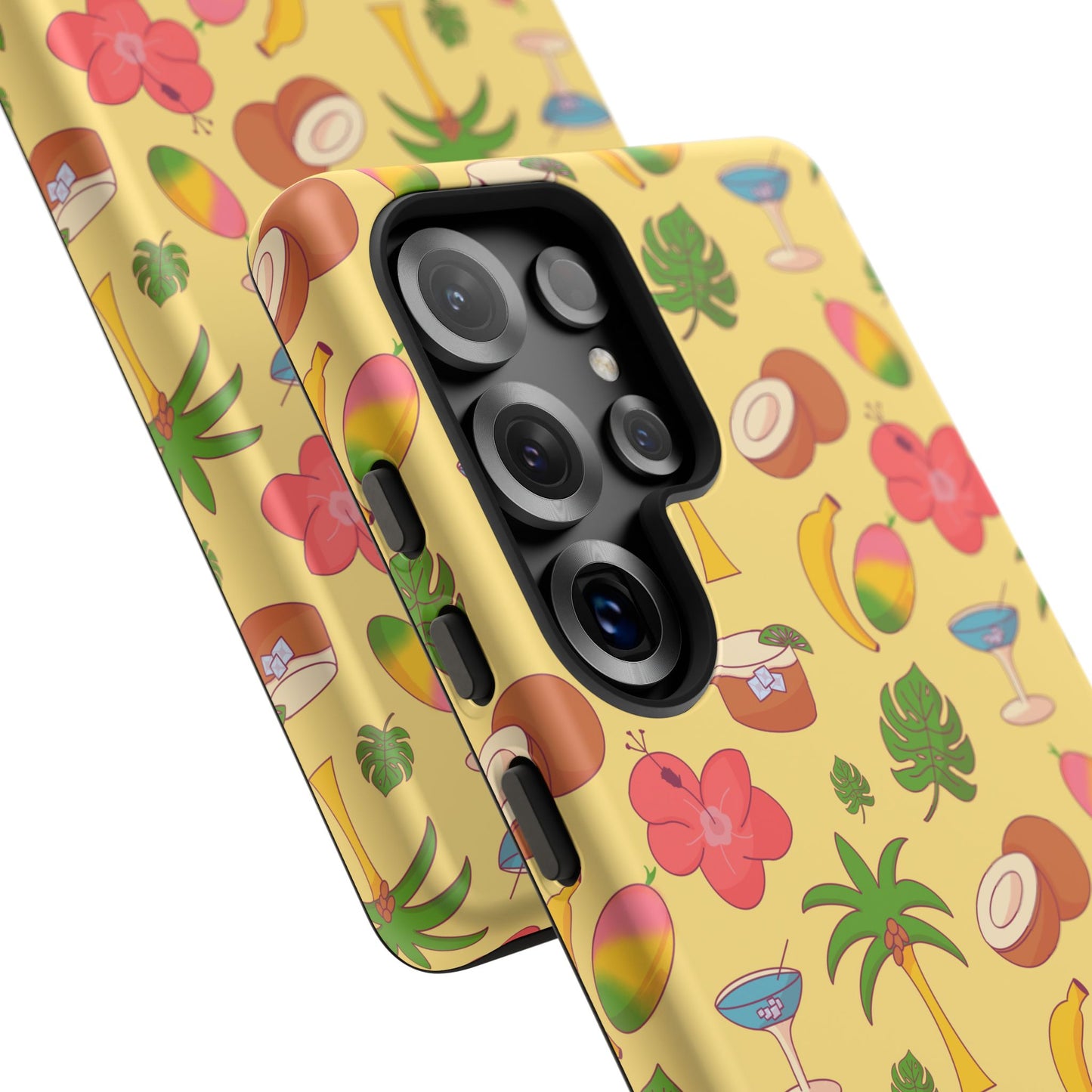 Tropical Cocktail Phone Case – Retro Summer Fruit & Palm Tree Pattern for iPhone & Samsung