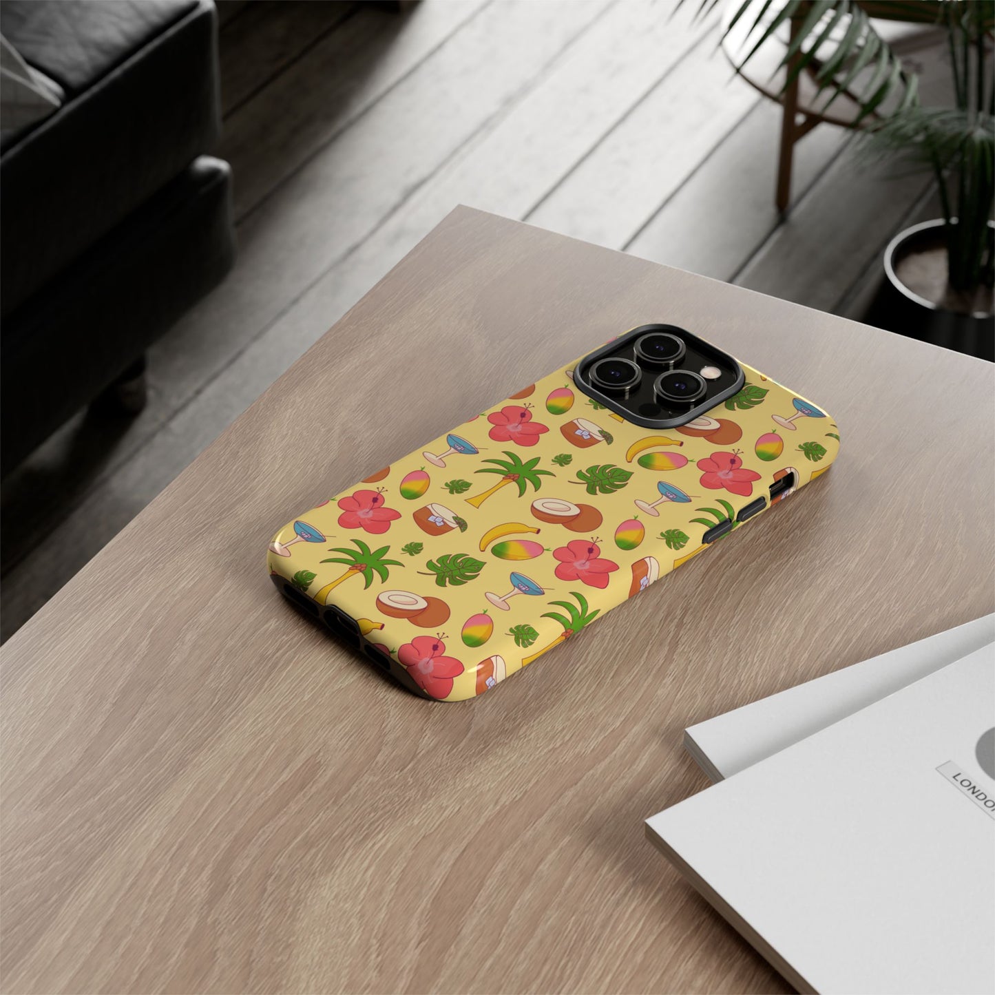 Tropical Cocktail Phone Case – Retro Summer Fruit & Palm Tree Pattern for iPhone & Samsung