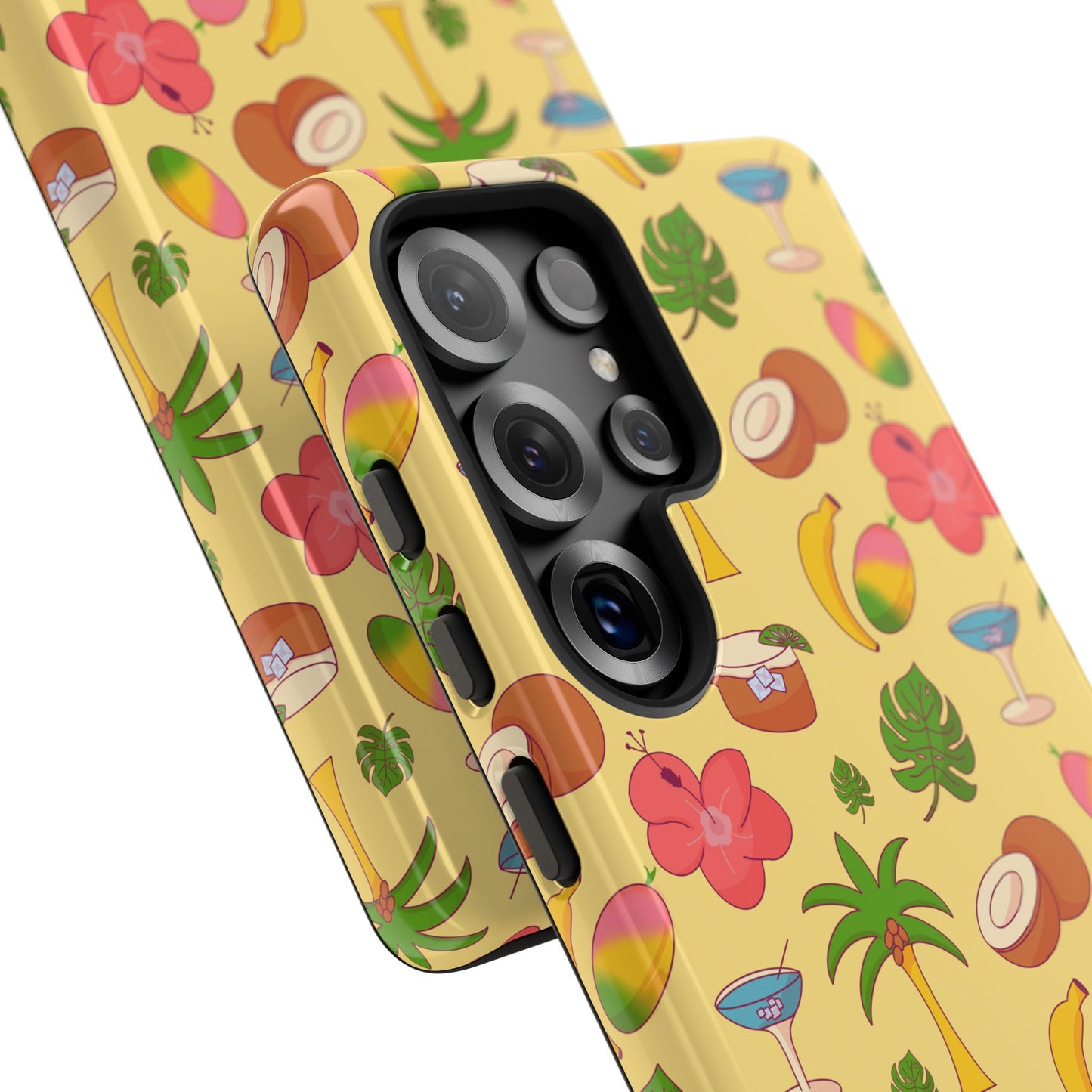 Tropical Cocktail Phone Case – Retro Summer Fruit & Palm Tree Pattern for iPhone & Samsung