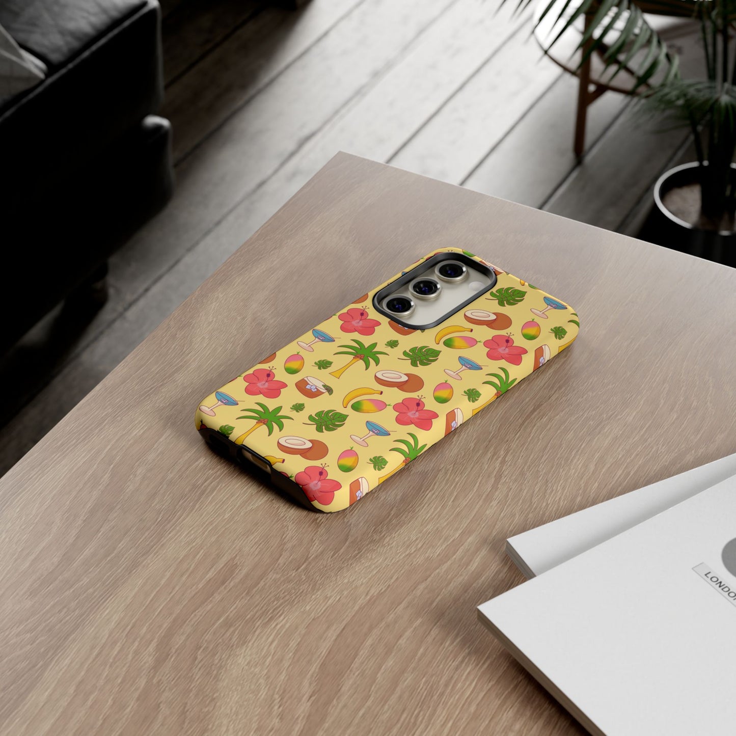 Tropical Cocktail Phone Case – Retro Summer Fruit & Palm Tree Pattern for iPhone & Samsung