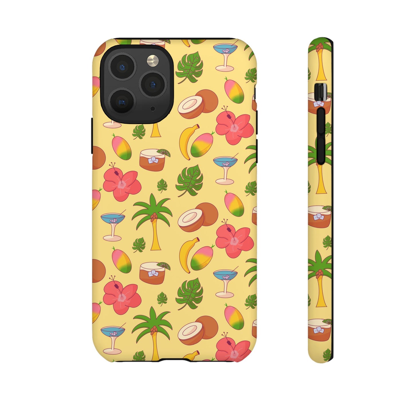Tropical Cocktail Phone Case – Retro Summer Fruit & Palm Tree Pattern for iPhone & Samsung