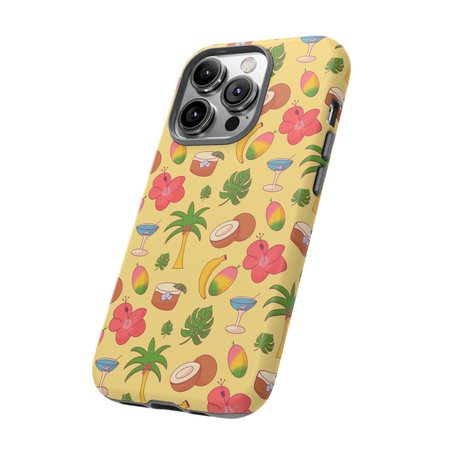 Tropical Cocktail Phone Case – Retro Summer Fruit & Palm Tree Pattern for iPhone & Samsung