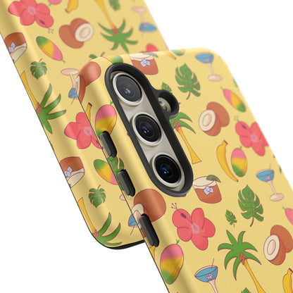 Tropical Cocktail Phone Case – Retro Summer Fruit & Palm Tree Pattern for iPhone & Samsung