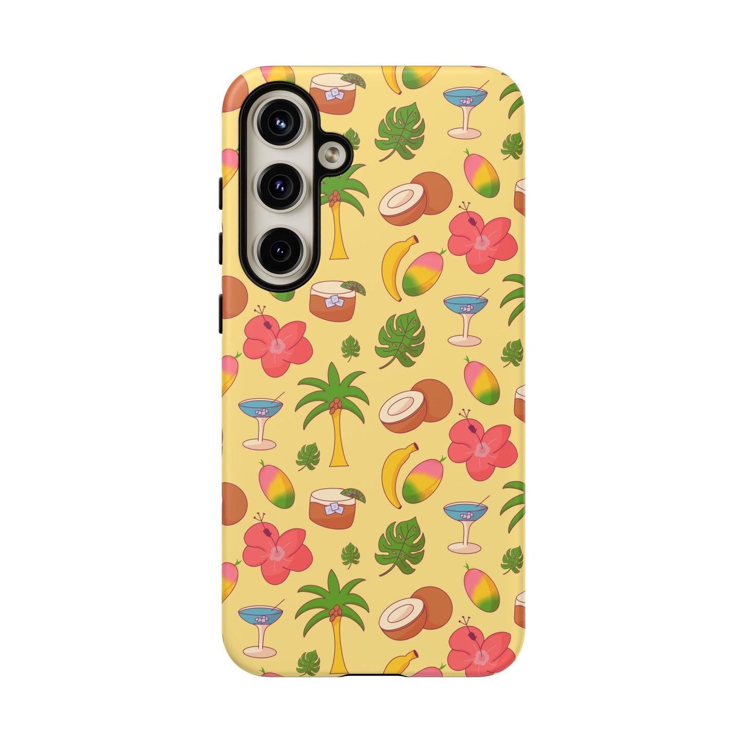 Tropical Cocktail Phone Case – Retro Summer Fruit & Palm Tree Pattern for iPhone & Samsung
