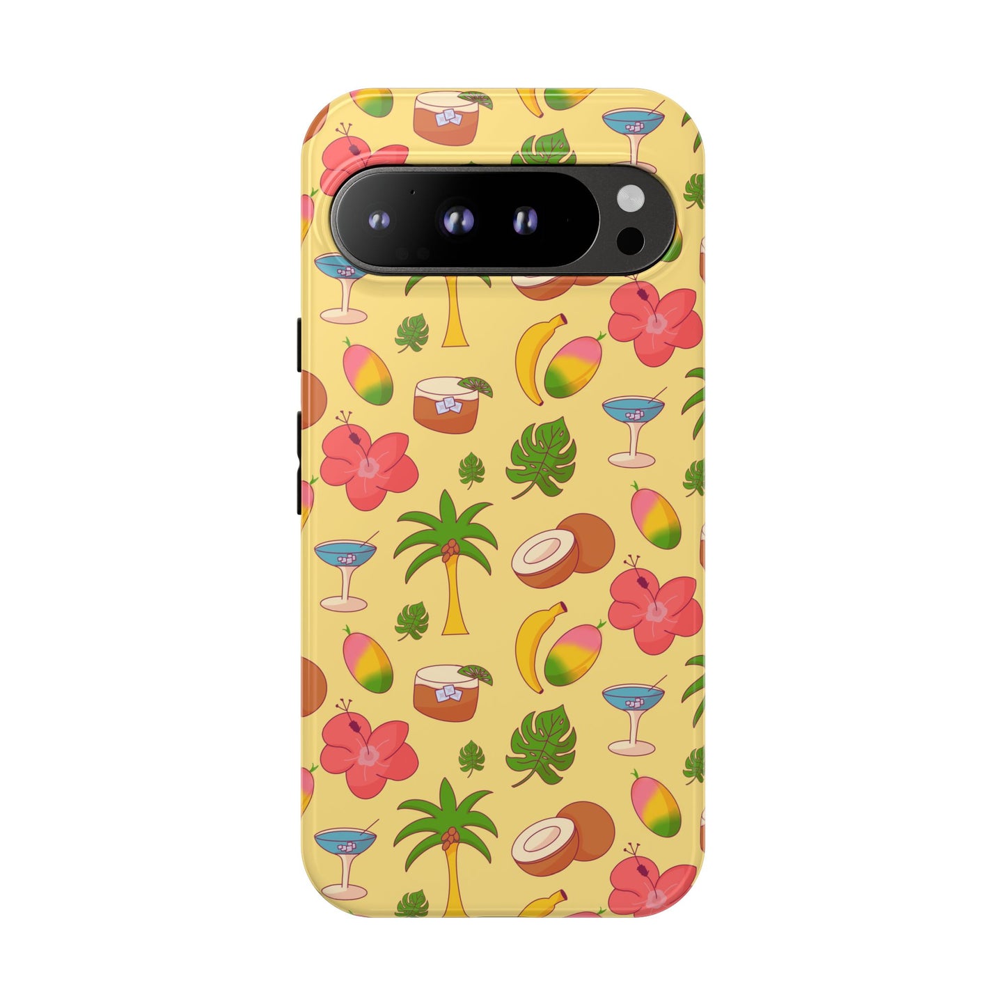 Tropical Cocktail Phone Case – Retro Summer Fruit & Palm Tree Pattern for iPhone & Samsung