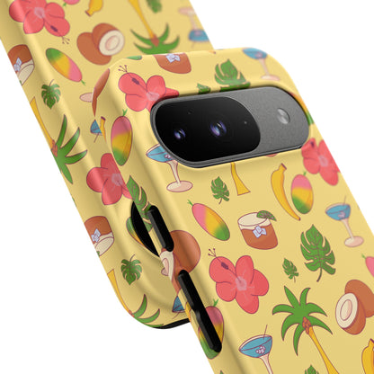 Tropical Cocktail Phone Case – Retro Summer Fruit & Palm Tree Pattern for iPhone & Samsung