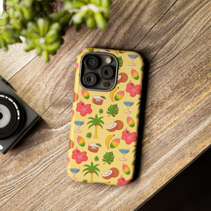 Tropical Cocktail Phone Case – Retro Summer Fruit & Palm Tree Pattern for iPhone & Samsung