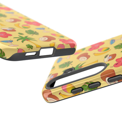 Tropical Cocktail Phone Case – Retro Summer Fruit & Palm Tree Pattern for iPhone & Samsung