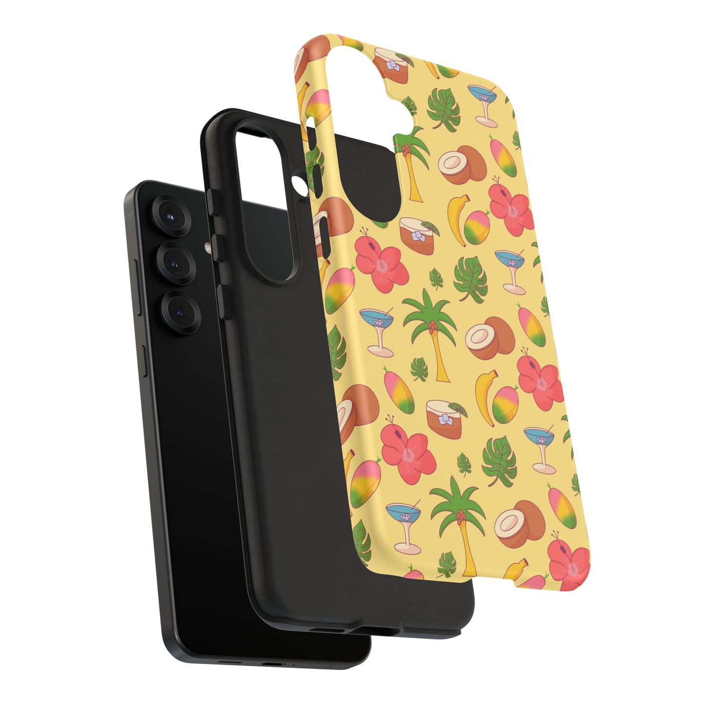 Tropical Cocktail Phone Case – Retro Summer Fruit & Palm Tree Pattern for iPhone & Samsung