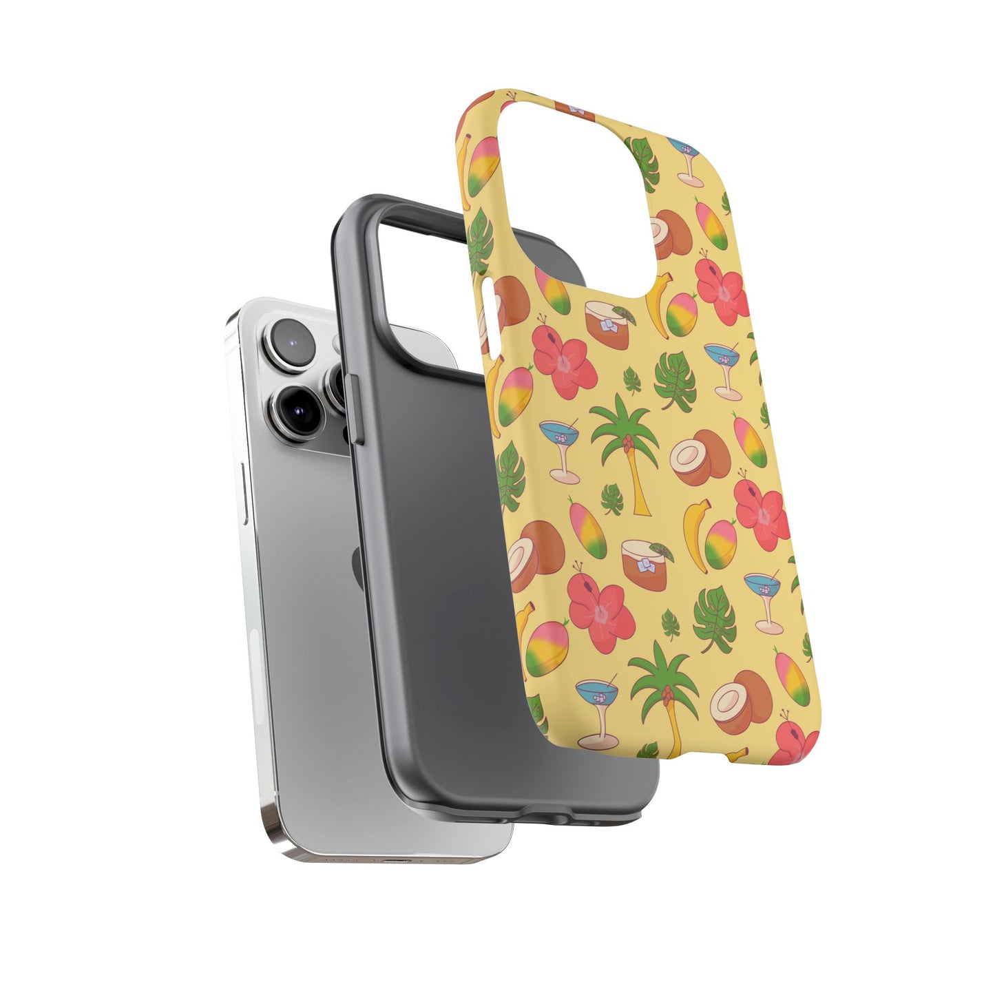 Tropical Cocktail Phone Case – Retro Summer Fruit & Palm Tree Pattern for iPhone & Samsung