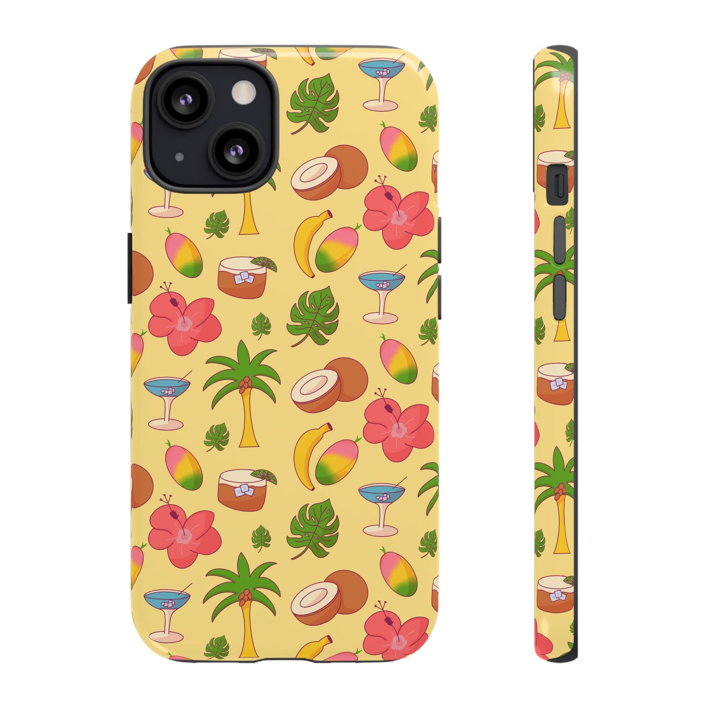 Tropical Cocktail Phone Case – Retro Summer Fruit & Palm Tree Pattern for iPhone & Samsung