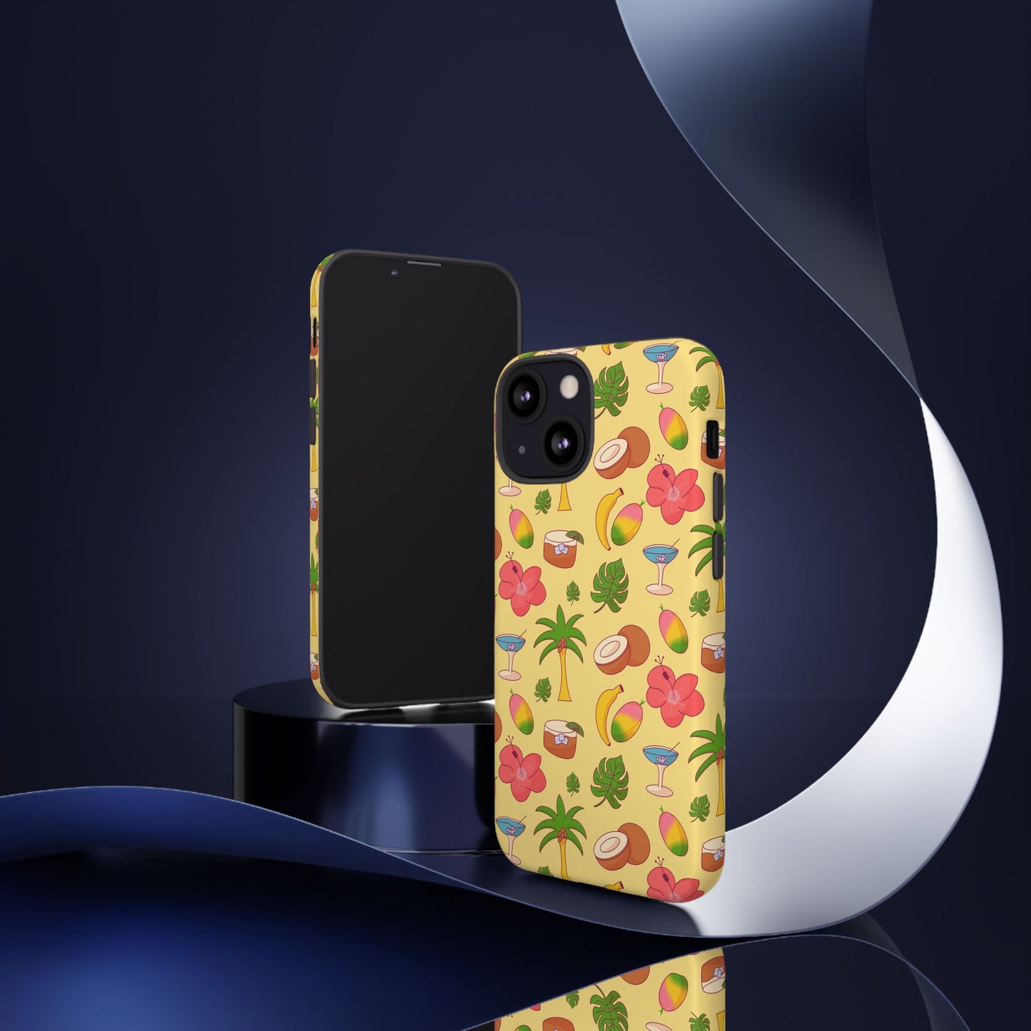 Tropical Cocktail Phone Case – Retro Summer Fruit & Palm Tree Pattern for iPhone & Samsung