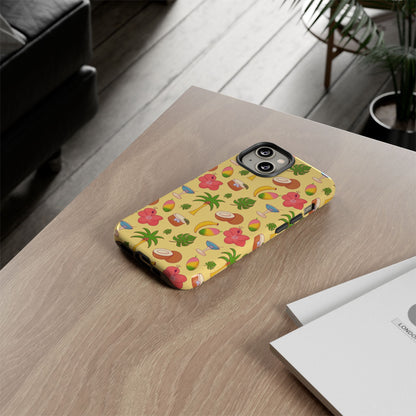 Tropical Cocktail Phone Case – Retro Summer Fruit & Palm Tree Pattern for iPhone & Samsung