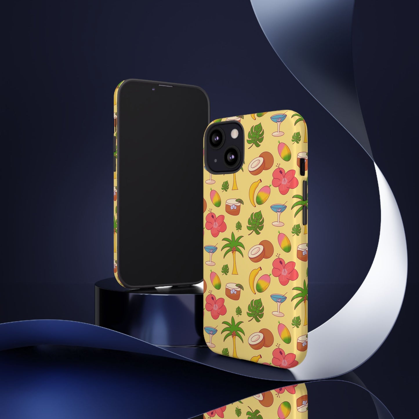 Tropical Cocktail Phone Case – Retro Summer Fruit & Palm Tree Pattern for iPhone & Samsung