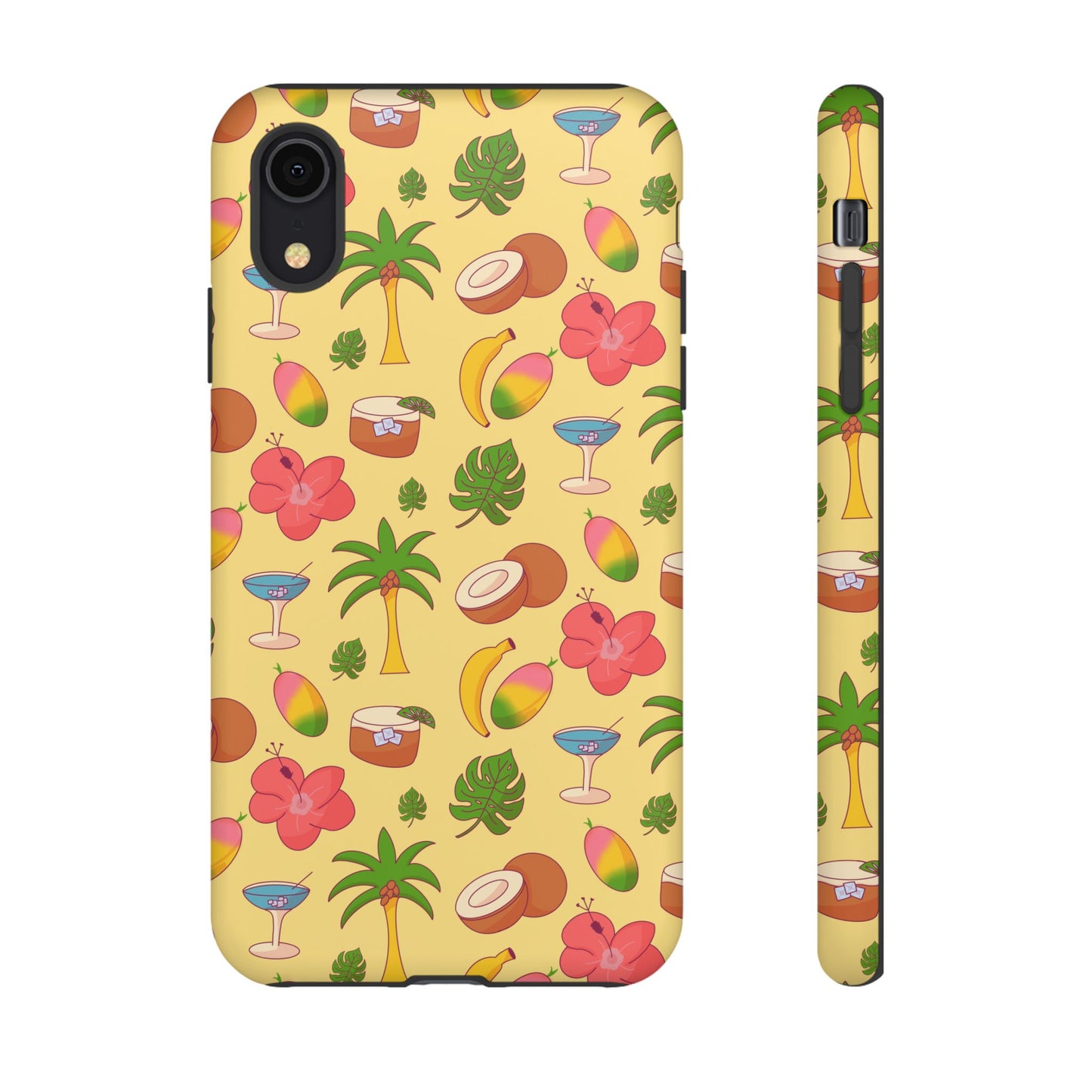 Tropical Cocktail Phone Case – Retro Summer Fruit & Palm Tree Pattern for iPhone & Samsung