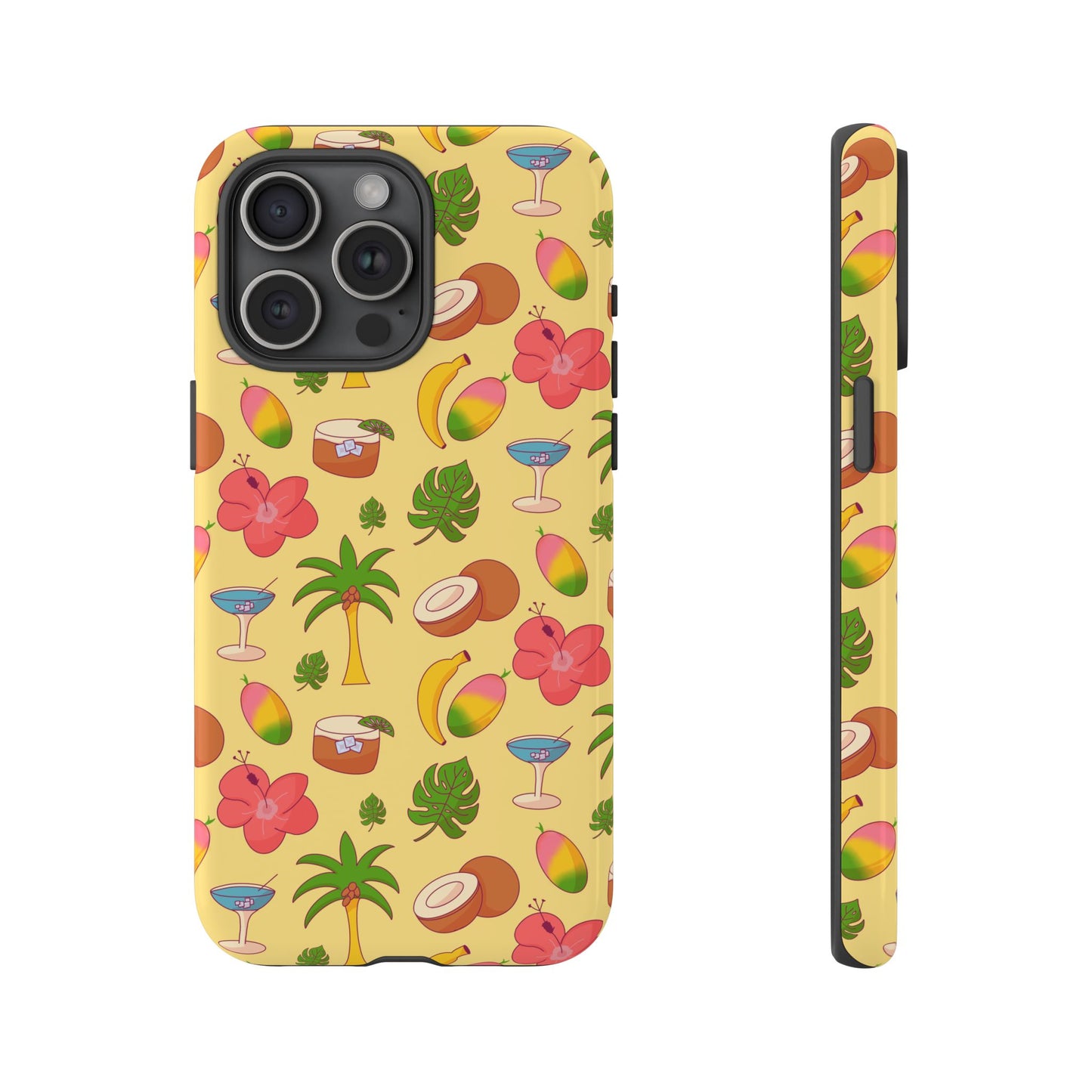Tropical Cocktail Phone Case – Retro Summer Fruit & Palm Tree Pattern for iPhone & Samsung
