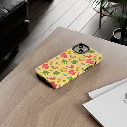 Tropical Cocktail Phone Case – Retro Summer Fruit & Palm Tree Pattern for iPhone & Samsung