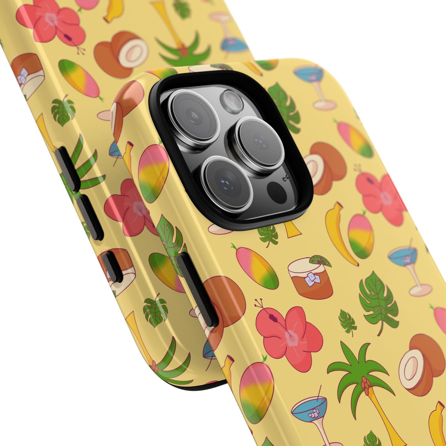 Tropical Cocktail Phone Case – Retro Summer Fruit & Palm Tree Pattern for iPhone & Samsung