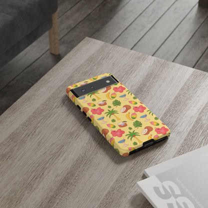 Tropical Cocktail Phone Case – Retro Summer Fruit & Palm Tree Pattern for iPhone & Samsung