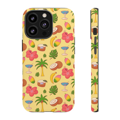 Tropical Cocktail Phone Case – Retro Summer Fruit & Palm Tree Pattern for iPhone & Samsung