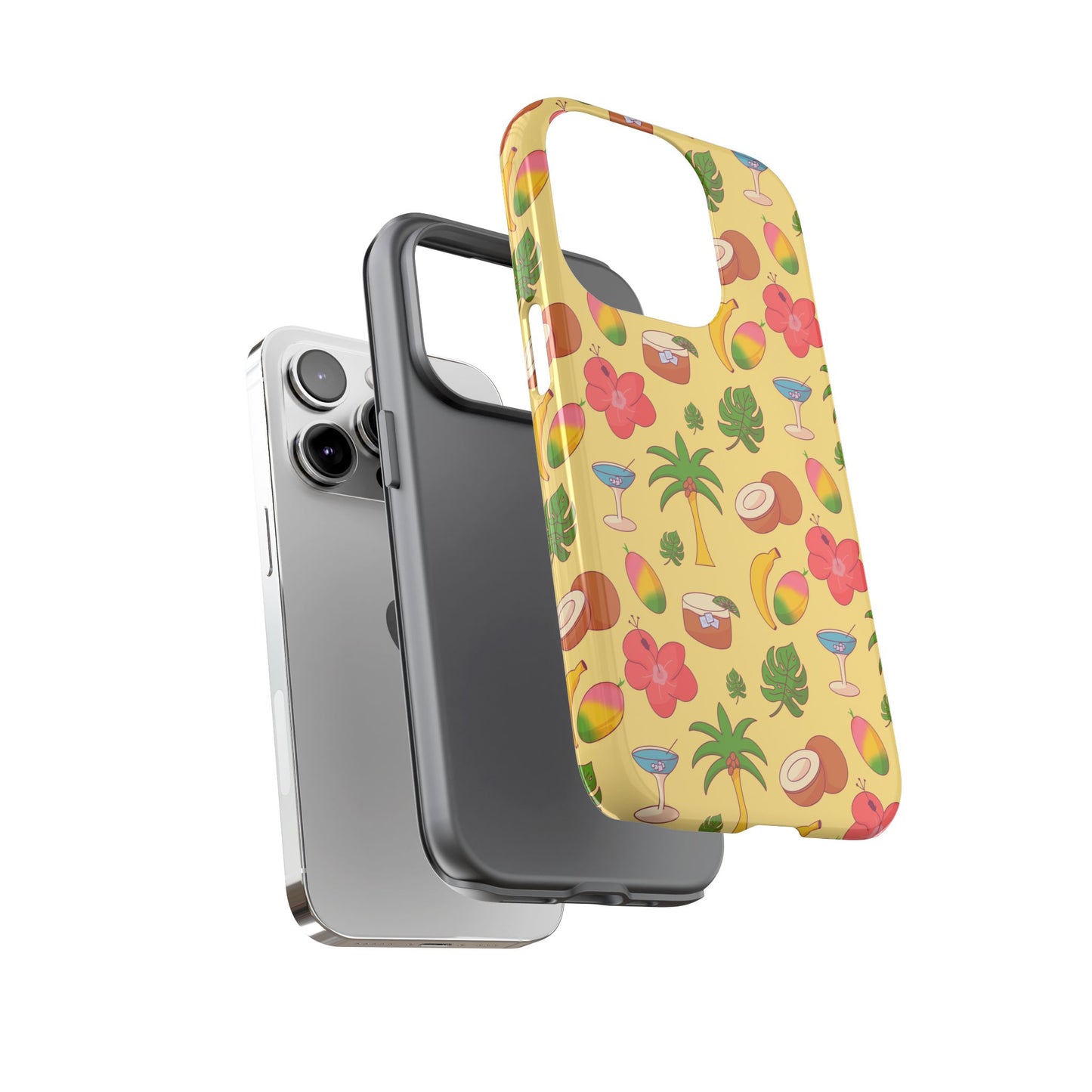 Tropical Cocktail Phone Case – Retro Summer Fruit & Palm Tree Pattern for iPhone & Samsung