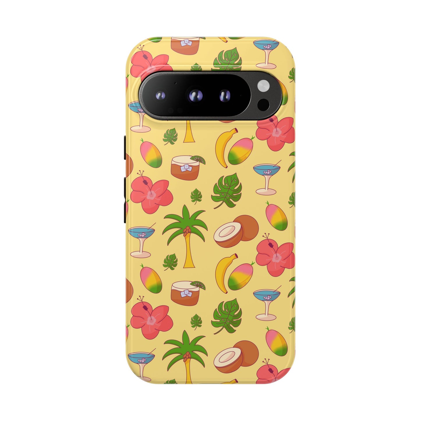 Tropical Cocktail Phone Case – Retro Summer Fruit & Palm Tree Pattern for iPhone & Samsung