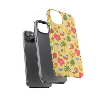 Tropical Cocktail Phone Case – Retro Summer Fruit & Palm Tree Pattern for iPhone & Samsung