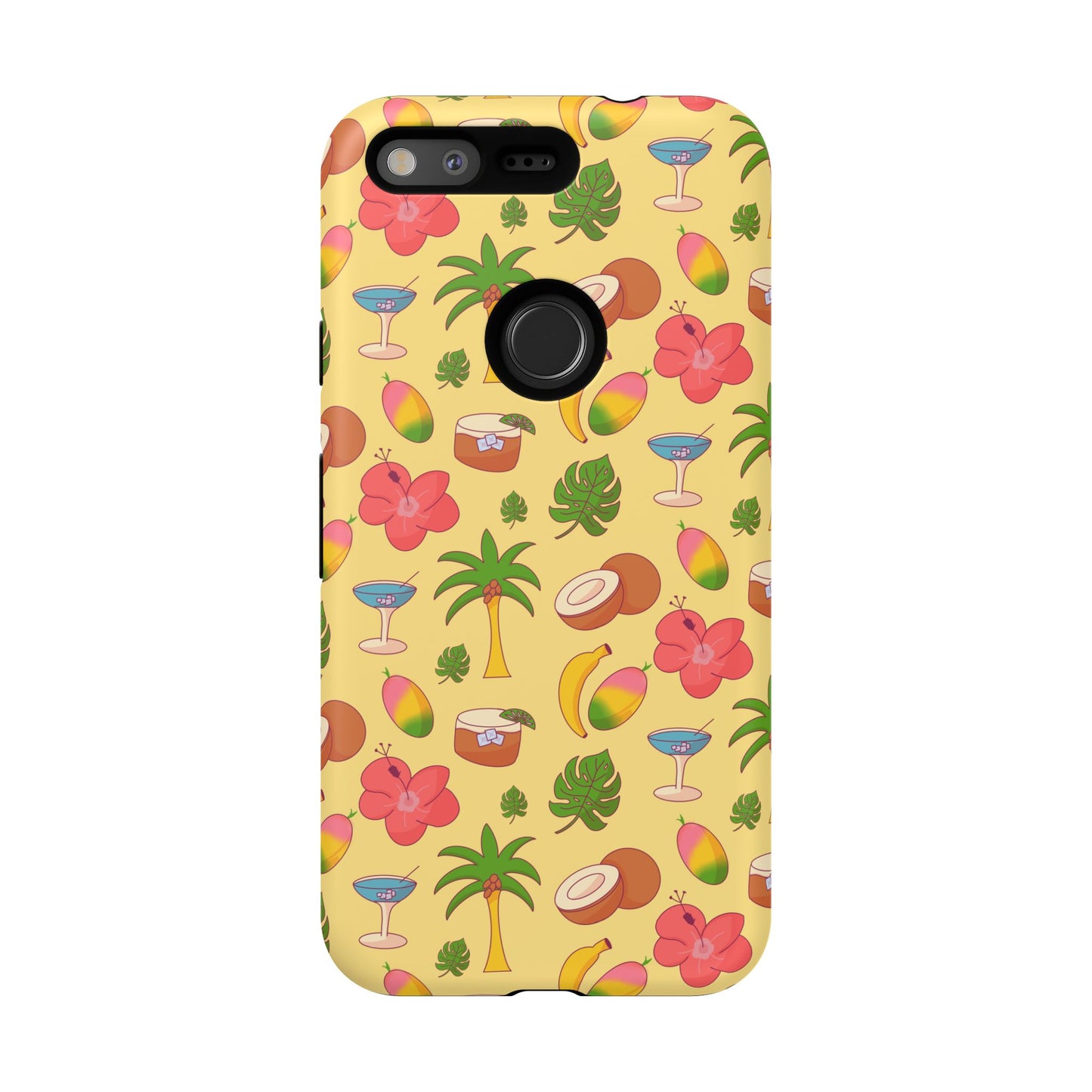 Tropical Cocktail Phone Case – Retro Summer Fruit & Palm Tree Pattern for iPhone & Samsung