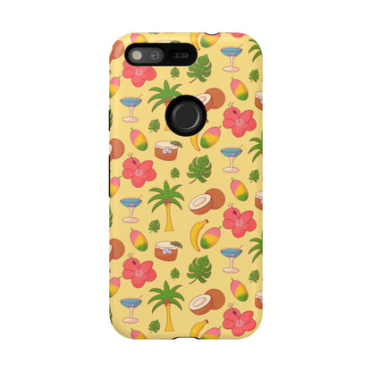 Tropical Cocktail Phone Case – Retro Summer Fruit & Palm Tree Pattern for iPhone & Samsung