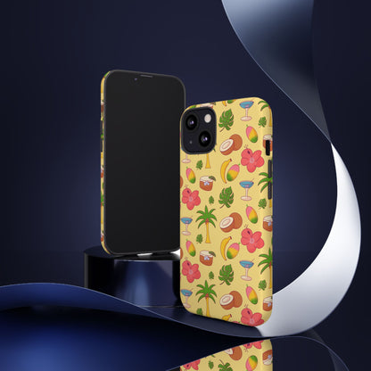 Tropical Cocktail Phone Case – Retro Summer Fruit & Palm Tree Pattern for iPhone & Samsung