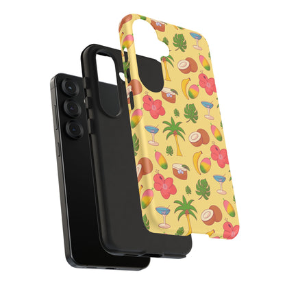 Tropical Cocktail Phone Case – Retro Summer Fruit & Palm Tree Pattern for iPhone & Samsung
