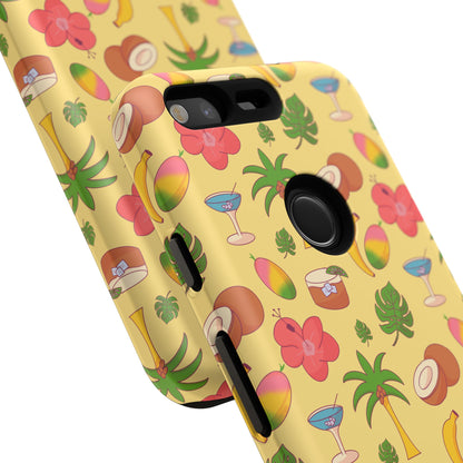 Tropical Cocktail Phone Case – Retro Summer Fruit & Palm Tree Pattern for iPhone & Samsung