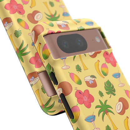Tropical Cocktail Phone Case – Retro Summer Fruit & Palm Tree Pattern for iPhone & Samsung