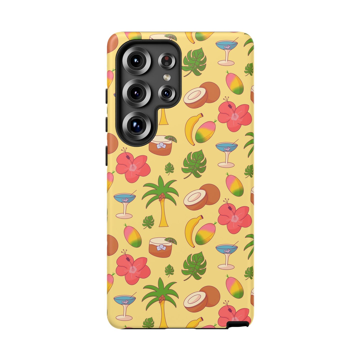 Tropical Cocktail Phone Case – Retro Summer Fruit & Palm Tree Pattern for iPhone & Samsung