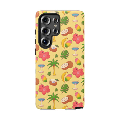 Tropical Cocktail Phone Case – Retro Summer Fruit & Palm Tree Pattern for iPhone & Samsung