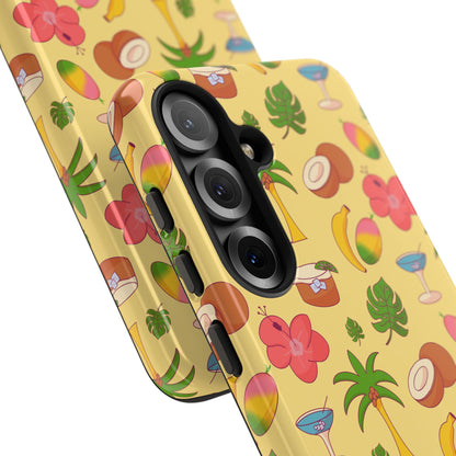 Tropical Cocktail Phone Case – Retro Summer Fruit & Palm Tree Pattern for iPhone & Samsung
