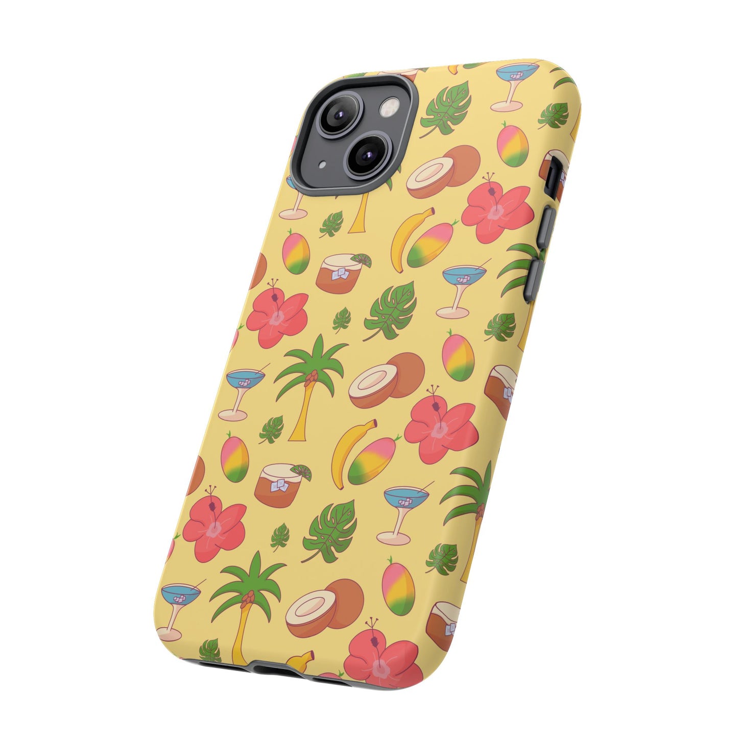 Tropical Cocktail Phone Case – Retro Summer Fruit & Palm Tree Pattern for iPhone & Samsung
