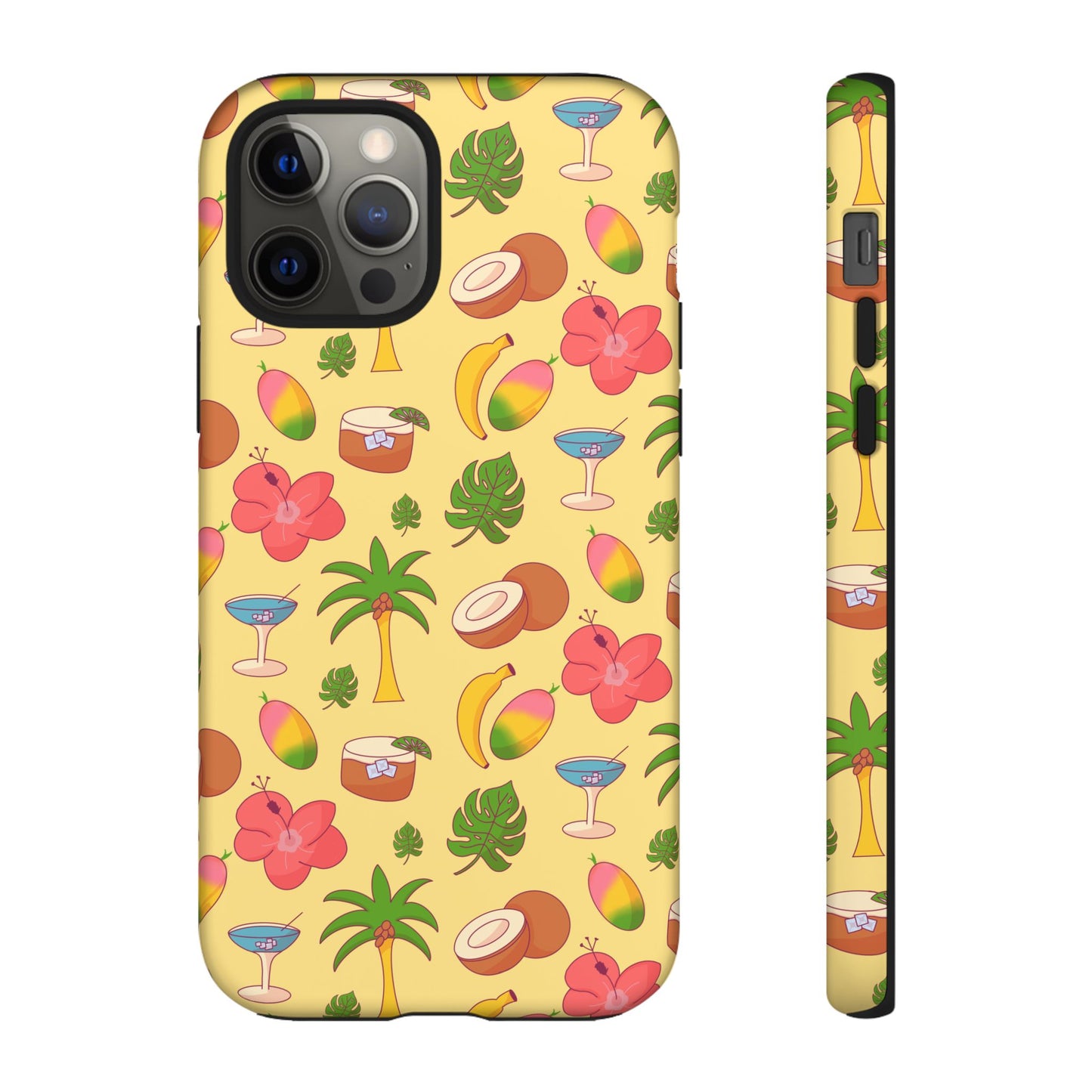 Tropical Cocktail Phone Case – Retro Summer Fruit & Palm Tree Pattern for iPhone & Samsung