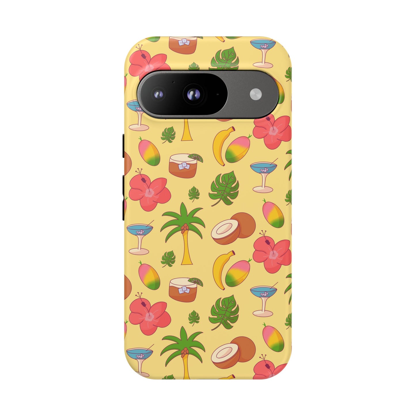 Tropical Cocktail Phone Case – Retro Summer Fruit & Palm Tree Pattern for iPhone & Samsung