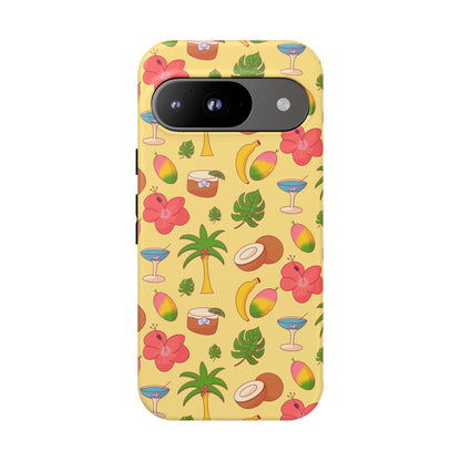 Tropical Cocktail Phone Case – Retro Summer Fruit & Palm Tree Pattern for iPhone & Samsung