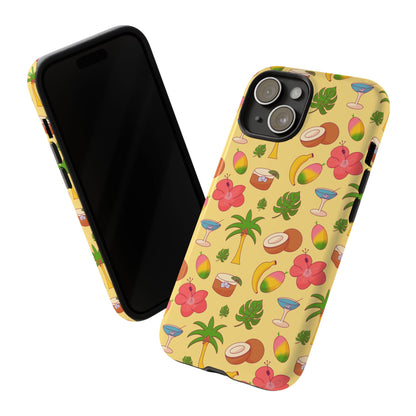 Tropical Cocktail Phone Case – Retro Summer Fruit & Palm Tree Pattern for iPhone & Samsung