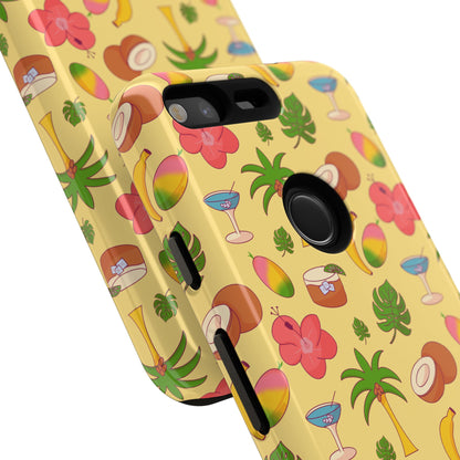 Tropical Cocktail Phone Case – Retro Summer Fruit & Palm Tree Pattern for iPhone & Samsung