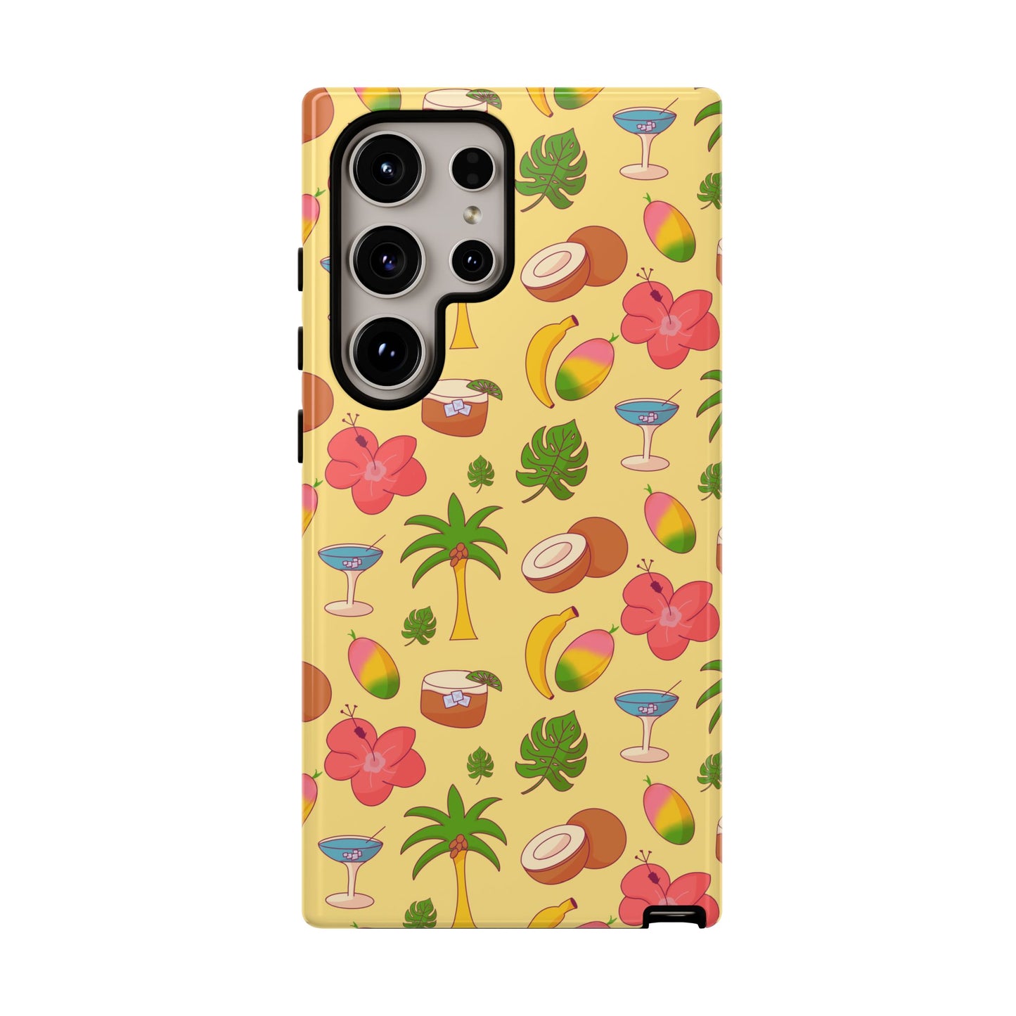 Tropical Cocktail Phone Case – Retro Summer Fruit & Palm Tree Pattern for iPhone & Samsung
