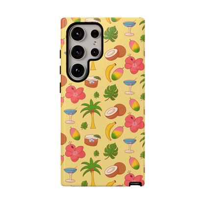 Tropical Cocktail Phone Case – Retro Summer Fruit & Palm Tree Pattern for iPhone & Samsung