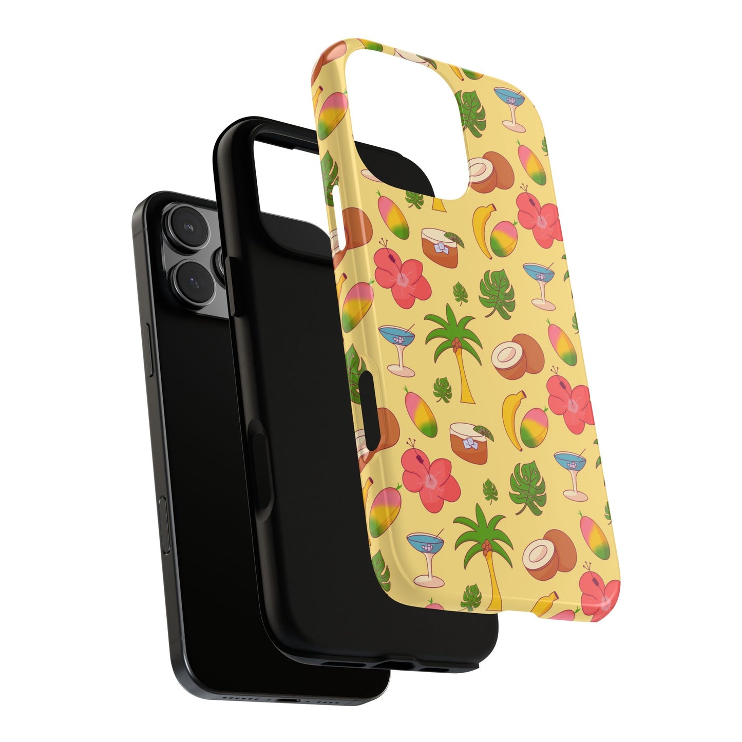 Tropical Cocktail Phone Case – Retro Summer Fruit & Palm Tree Pattern for iPhone & Samsung