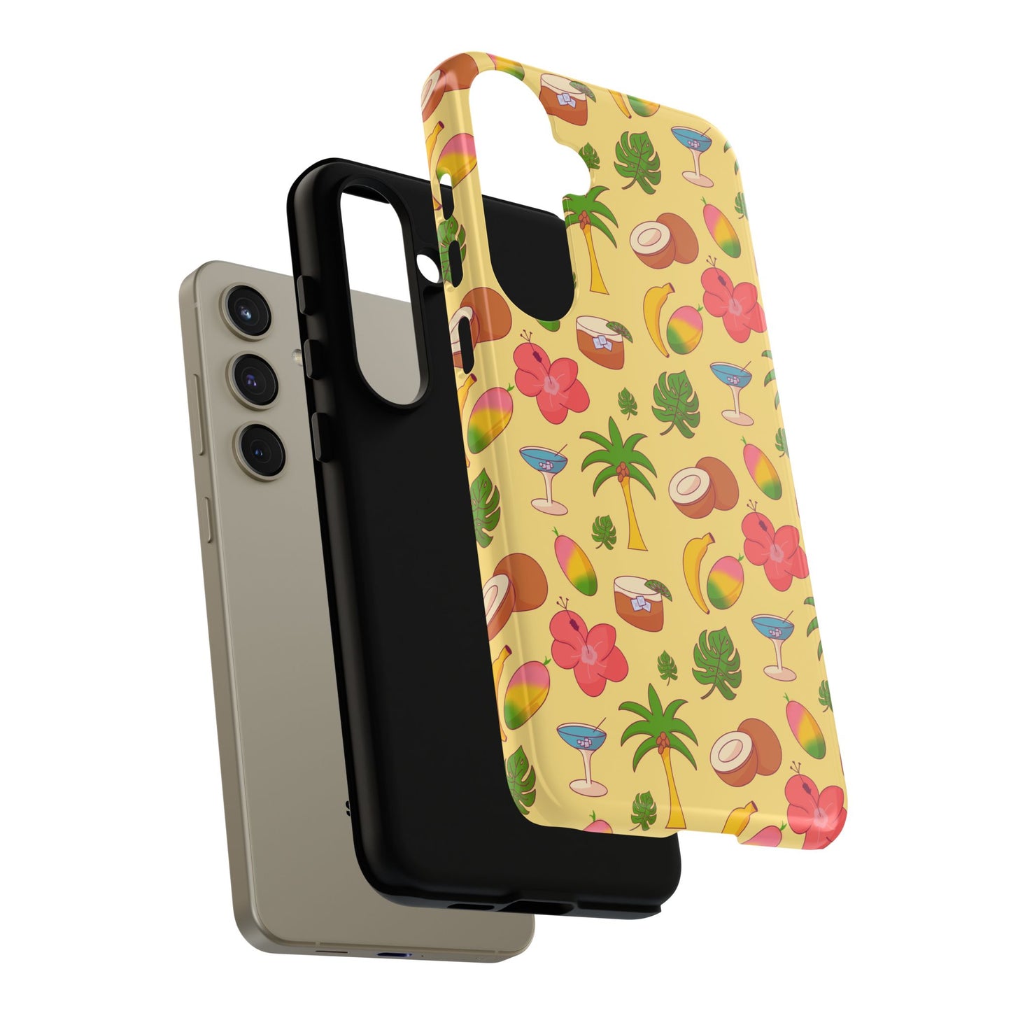 Tropical Cocktail Phone Case – Retro Summer Fruit & Palm Tree Pattern for iPhone & Samsung