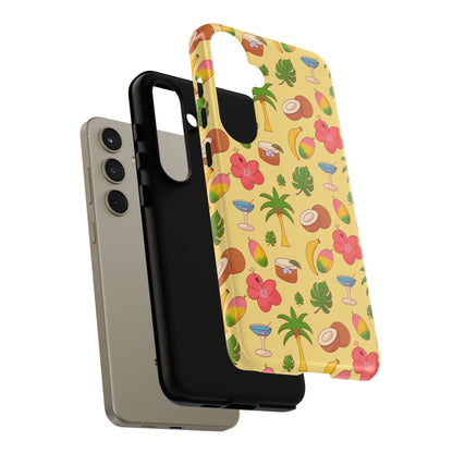Tropical Cocktail Phone Case – Retro Summer Fruit & Palm Tree Pattern for iPhone & Samsung