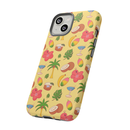 Tropical Cocktail Phone Case – Retro Summer Fruit & Palm Tree Pattern for iPhone & Samsung